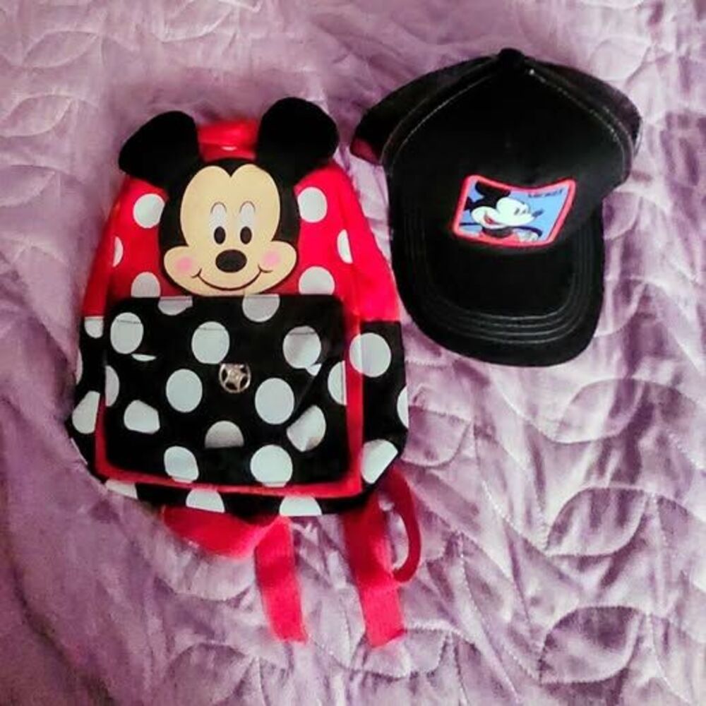 Disney Minnie Mouse Backpack and Mickey Mouse Hat